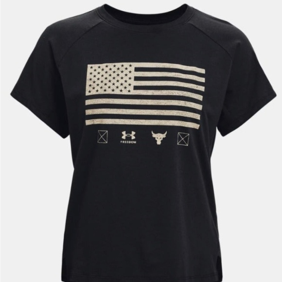 Under Armour UA Women's Project Rock Veterans Day T Shirt. Black. Size: Large - Picture 2 of 7